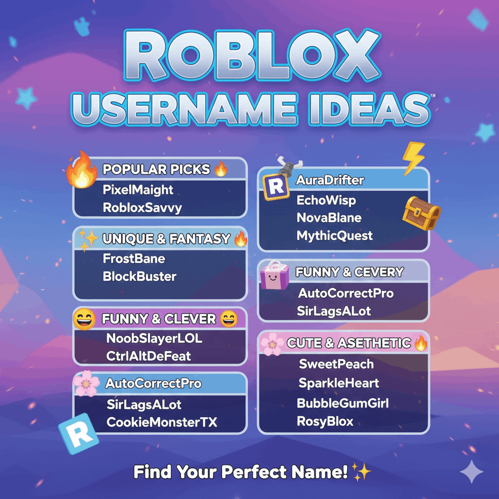 Roblox Username Ideas: Cool, Aesthetic, Funny, Rare, Short, and Unique Name Inspiration 1 roblox username ideas